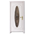 High Glossy Wood Skin Pasted Double Glass With Flower Decorative Fashion Style Single Solid Wood  Door